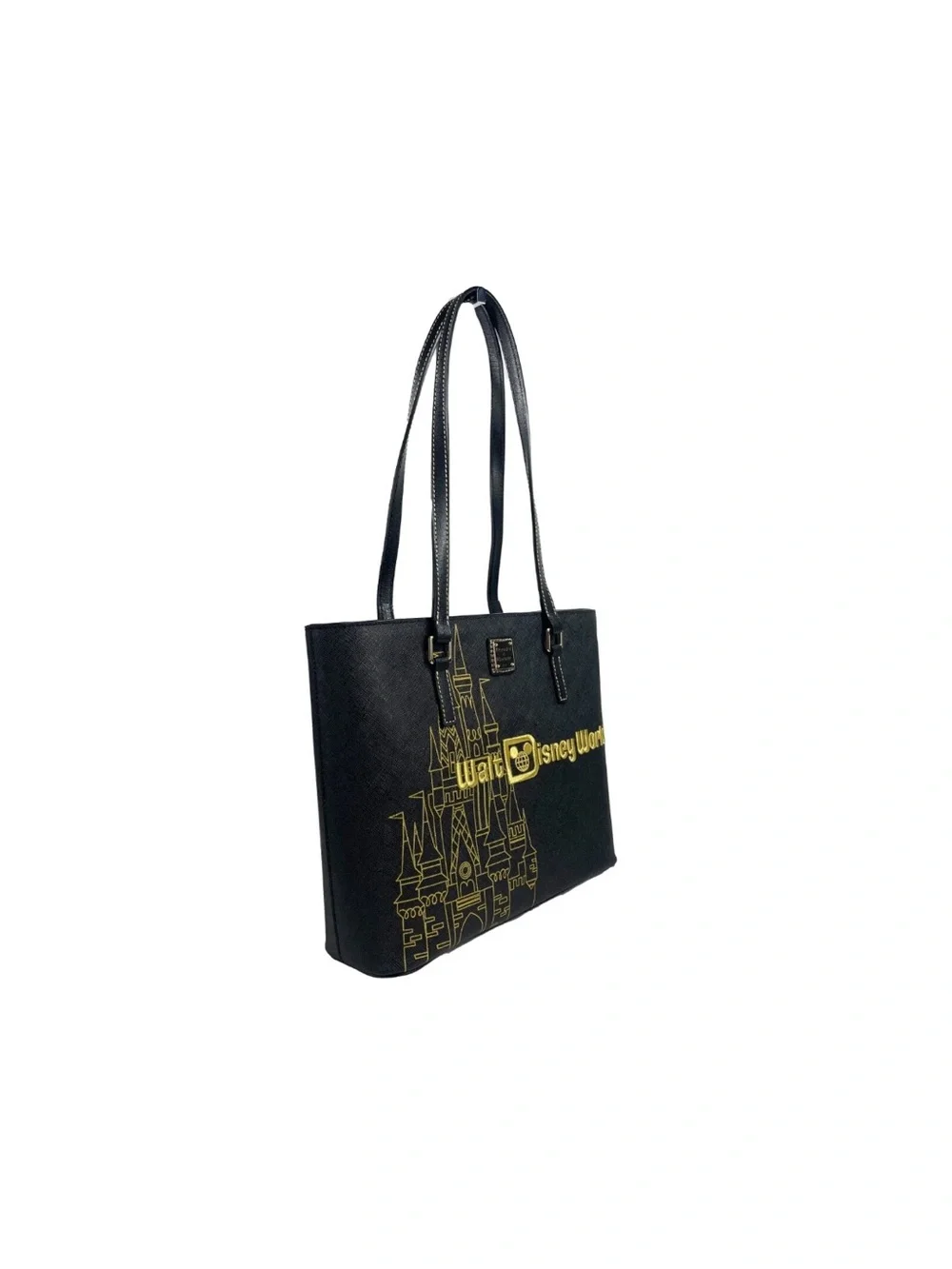 Dooney & Bourke Black Tote with Gold Castle Motif